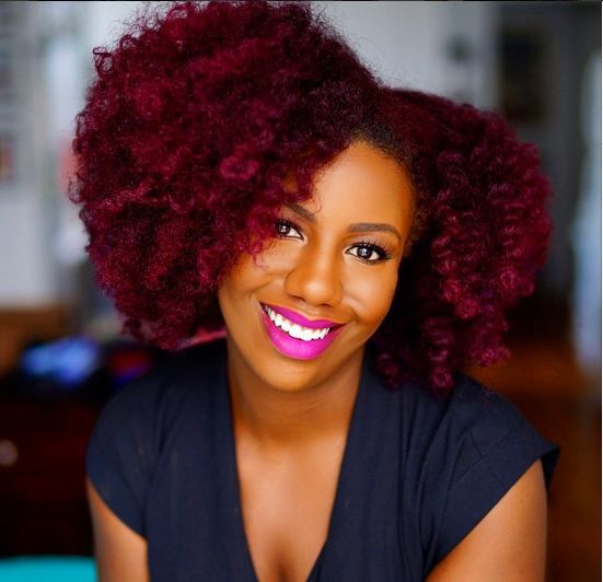 Voluminous Afro In Deep Red Voluminous Afro In Deep Red β Winter Hair Colors for Black Women