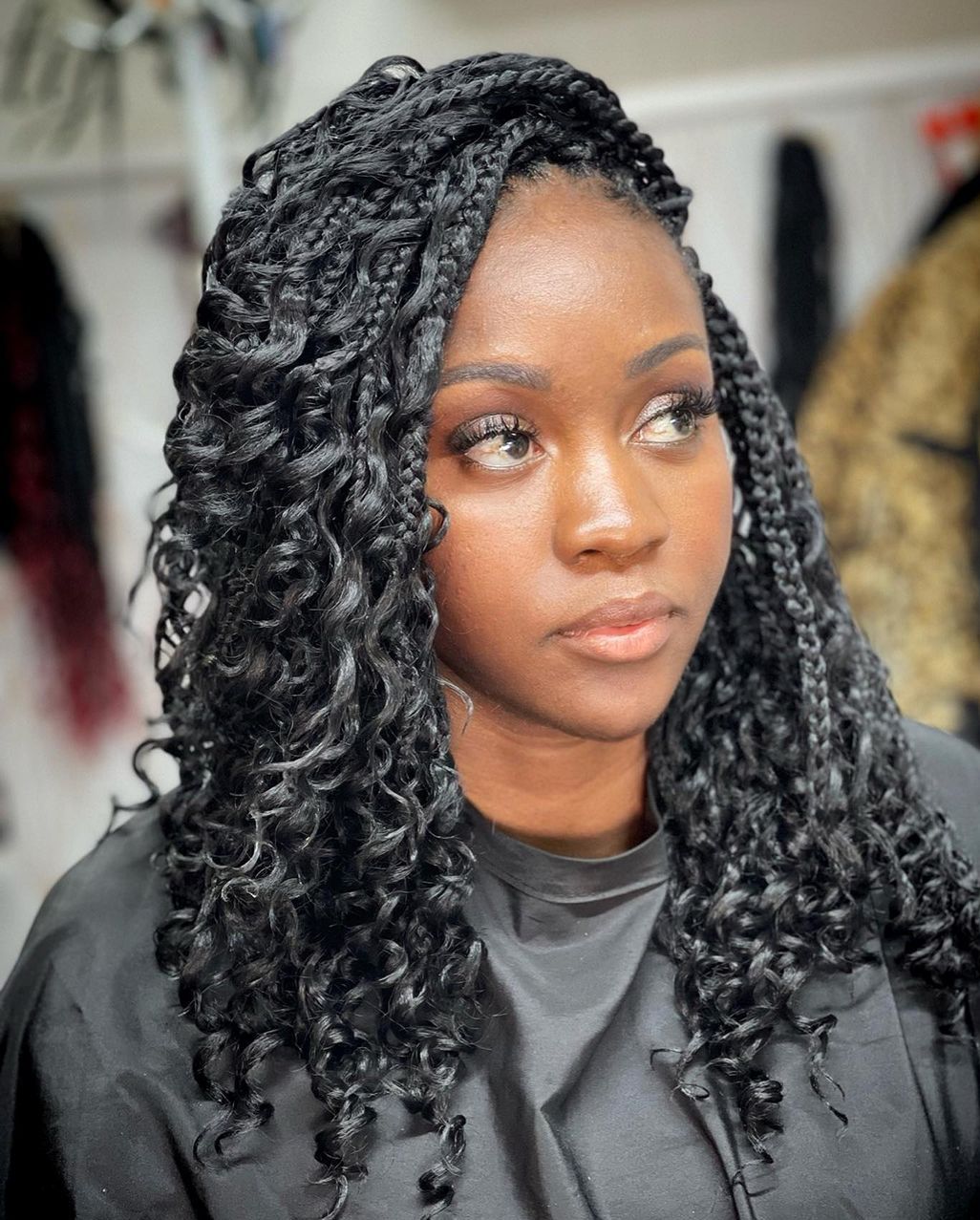 Box Braids With Curly Ends And Side Part Box Braids With Curly Ends And Side Part β Winter Braids for Black Women