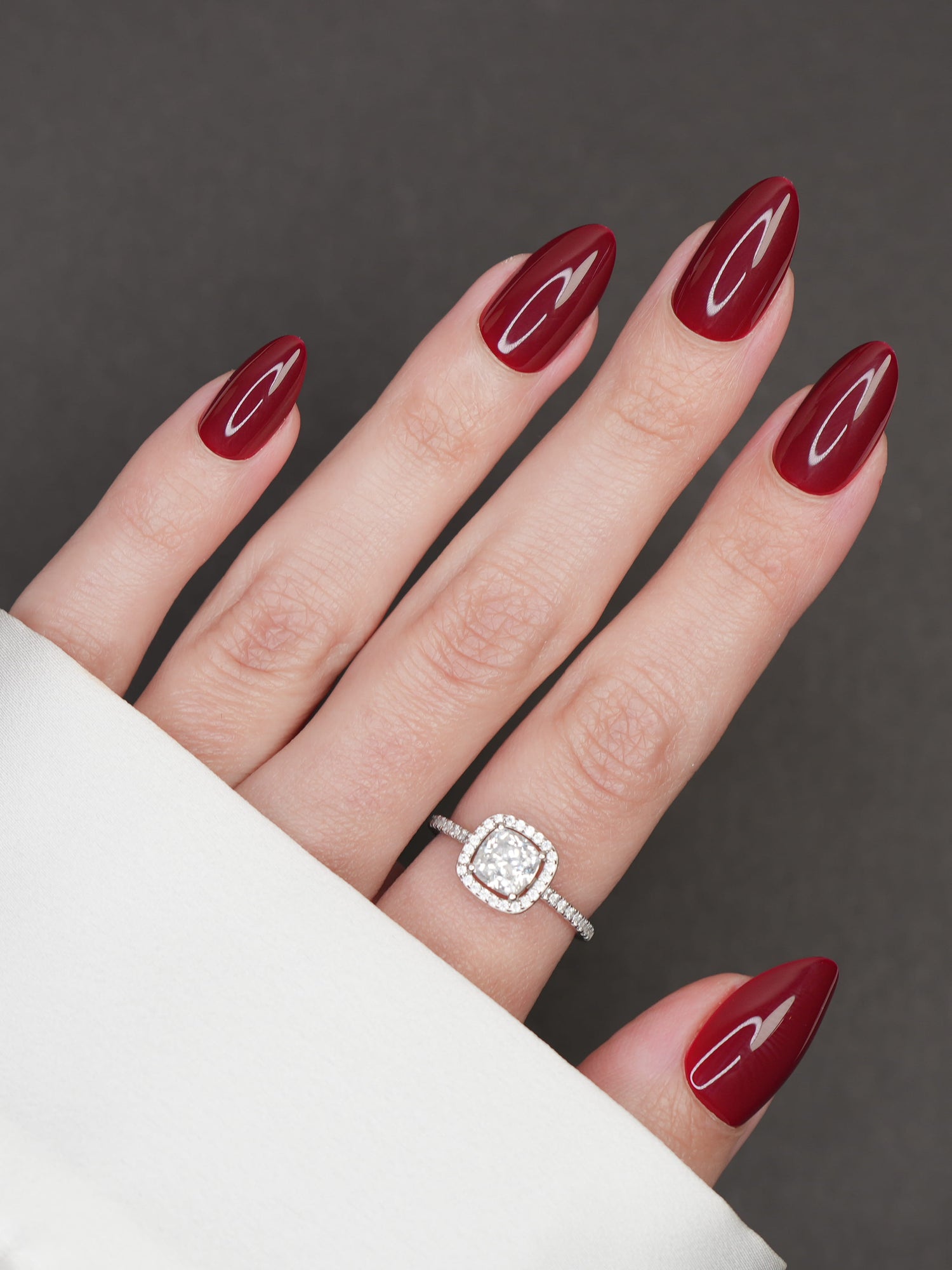 Opaque Sangria Red Almond Nails Opaque Sangria Red Almond Nails โ Winter Almond Nails