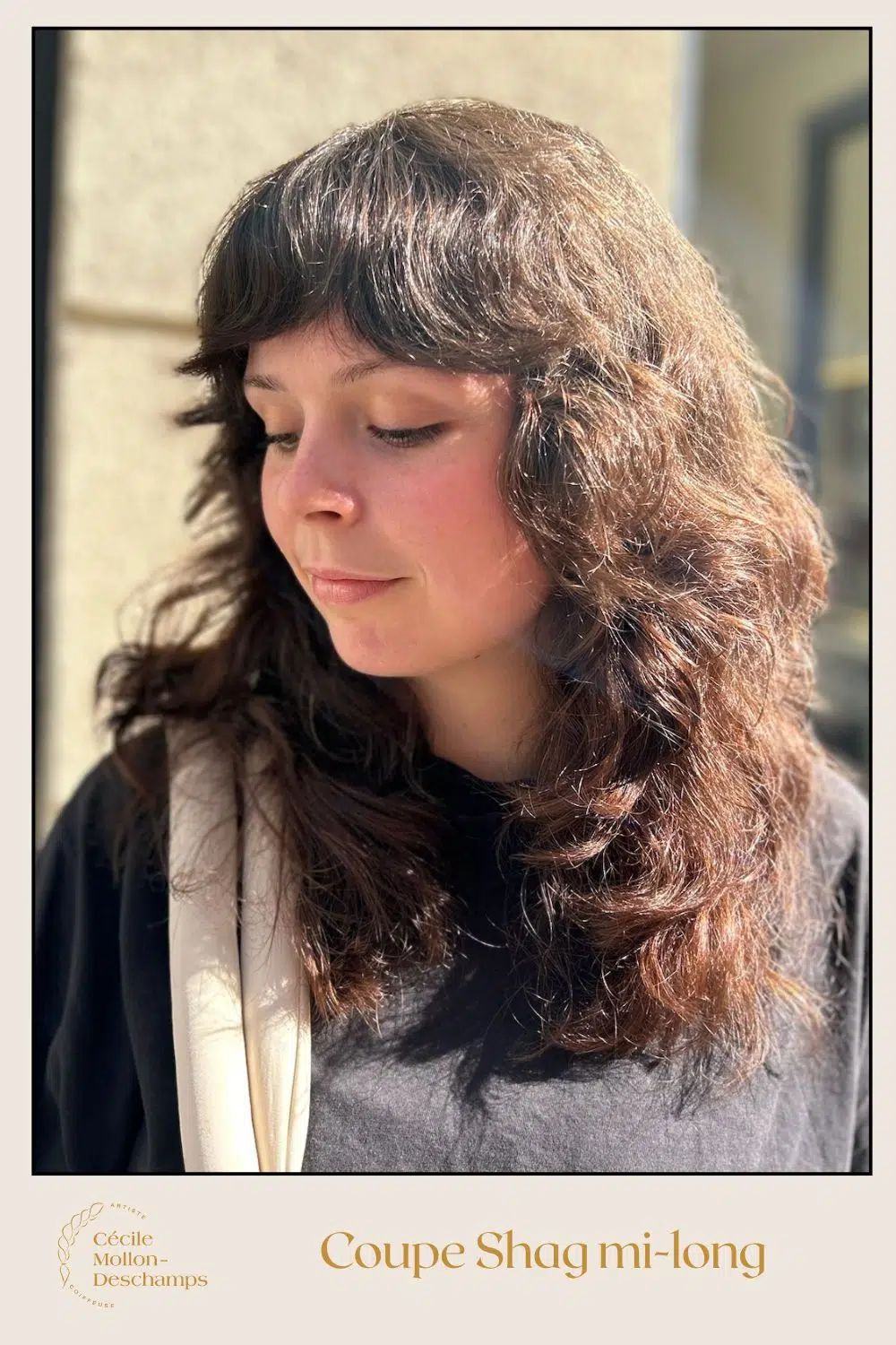 Dark Brown Wavy Thick Shag With Full Bangs Dark Brown Wavy Thick Shag With Full Bangs β Winter Shoulder Length Hairstyles