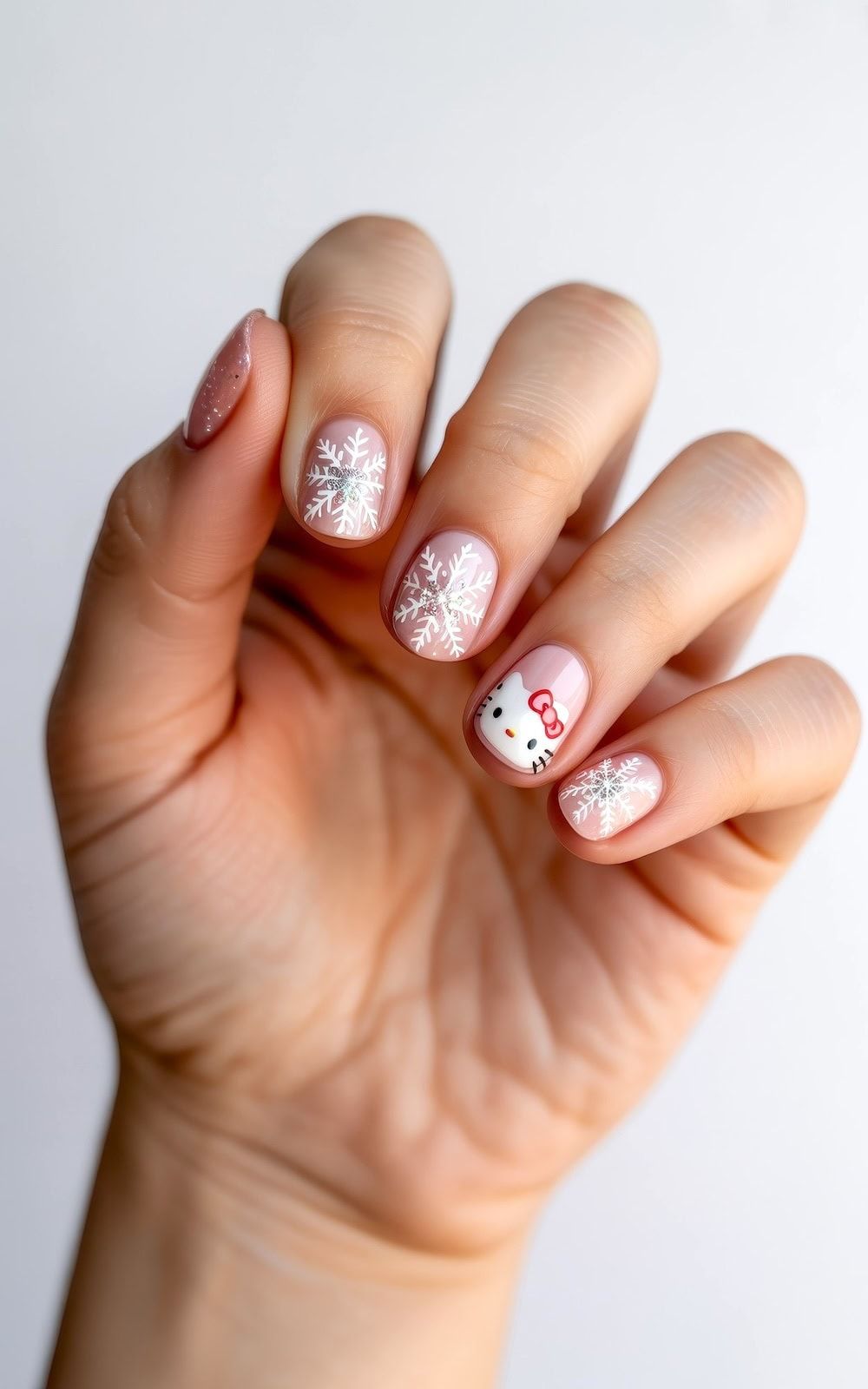 Winter Christmas Pale Pink Snowflake Hello Kitty Oval Nails Winter Christmas Pale Pink Snowflake Hello Kitty Oval Nails β Hello Kitty Christmas Nails 2026