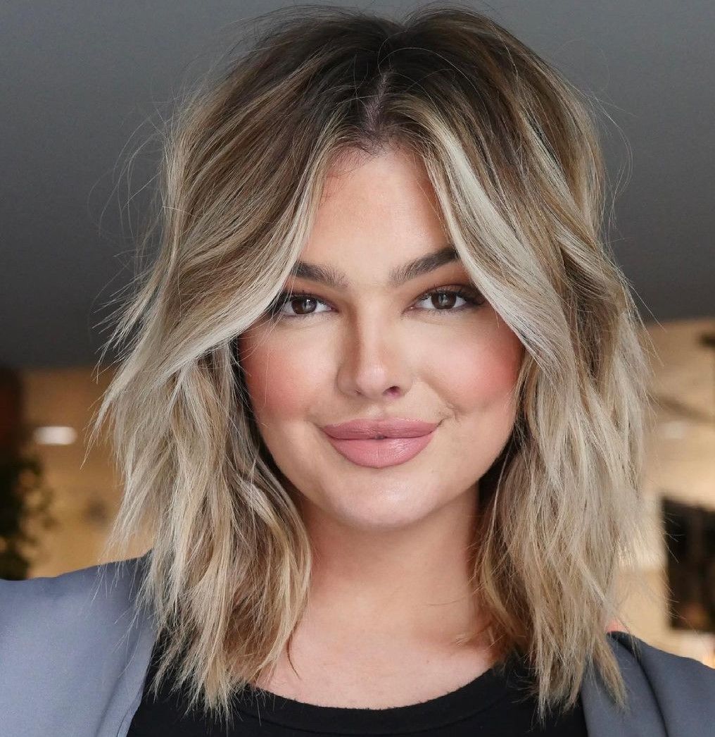 Dark Brown With Blonde Balayage Visual Idea — Winter Hairstyles for Round Faces