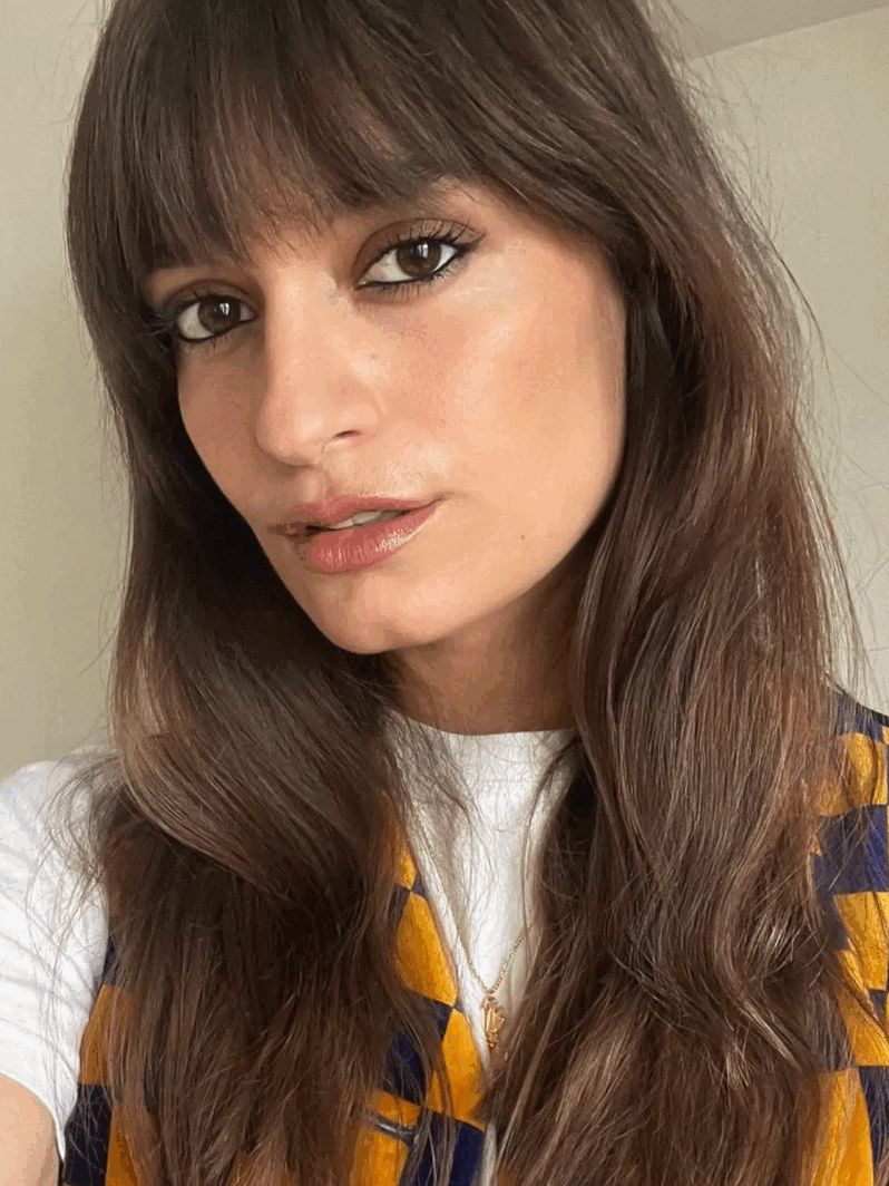 Mid-Back Dark Brown Air-Dried Waves With Full Bangs — Winter Haircuts for Long Faces