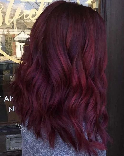 Deep Burgundy With Red Undertones Waves — Winter Hair Colors