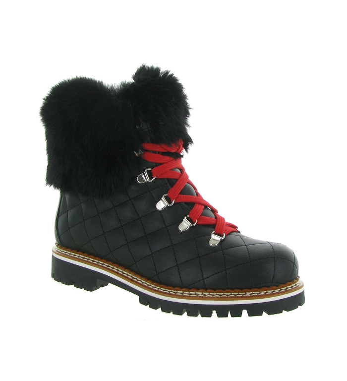 Black Snow Boots with Red Laces and Faux Fur Trim Black Snow Boots with Red Laces and Faux Fur Trim β Snow Boots Outfits