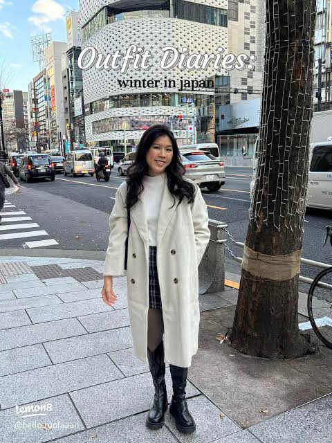 Chic Winter Skirt Look: Long Coat over Plaid Chic Winter Skirt Look: Long Coat over Plaid β Japan Winter Outfits
