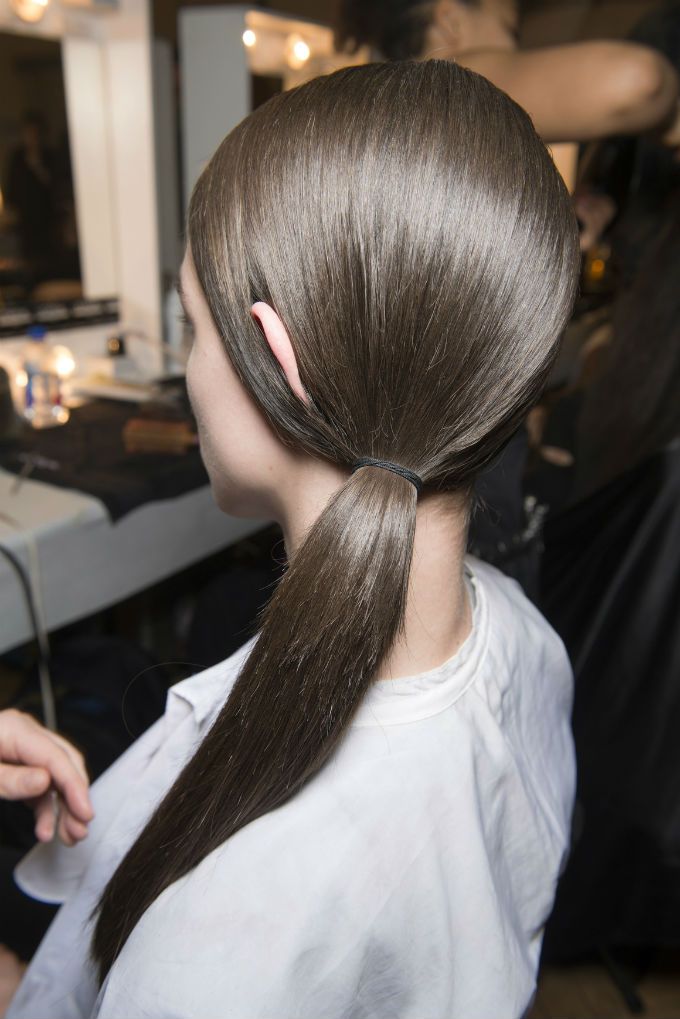Glossy Ash Brown Ponytail — Winter Ponytail Hairstyles