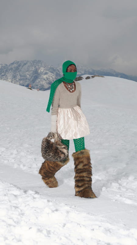 Fur-Lined Snow Boots with Puffy Skirt and Knit Sweater Fur-Lined Snow Boots with Puffy Skirt and Knit Sweater β Snow Boots Outfits