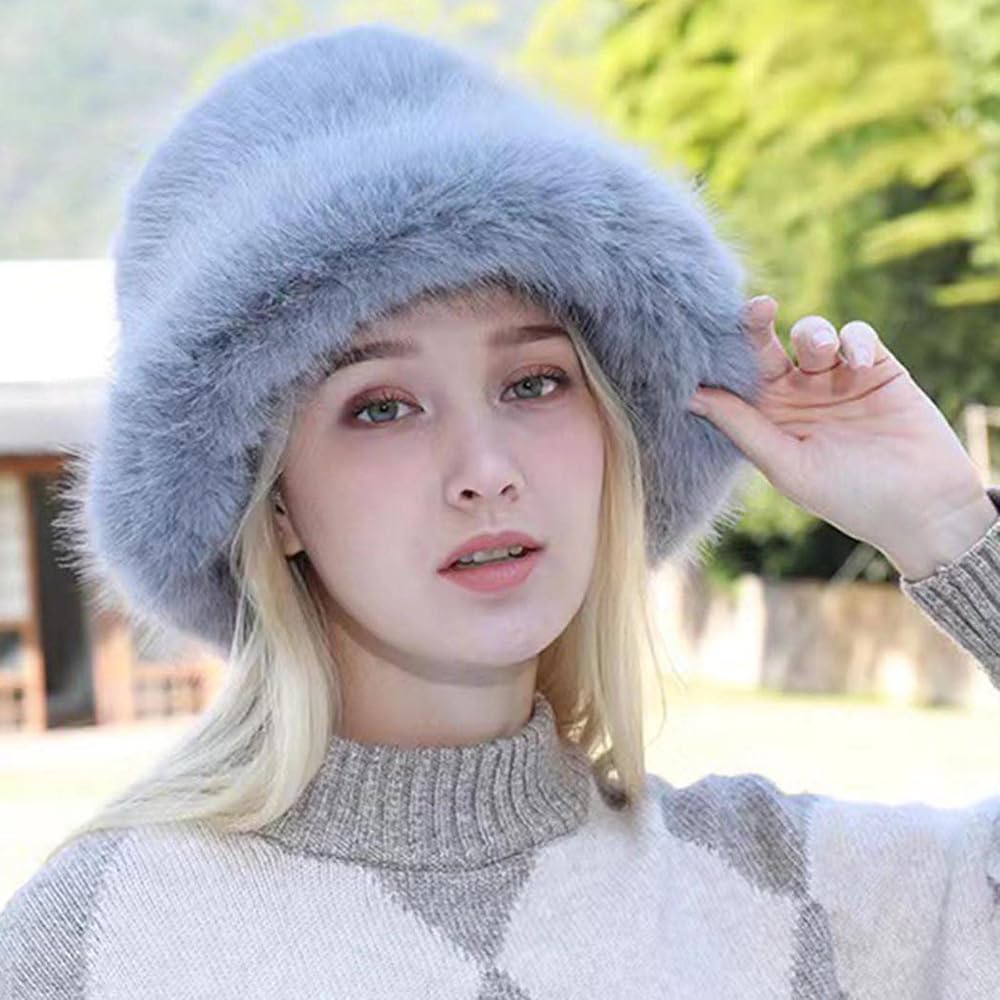Fluffy Grey Fur Hat with Patterned Knit Sweater Fluffy Grey Fur Hat with Patterned Knit Sweater β Fur Hat Outfits