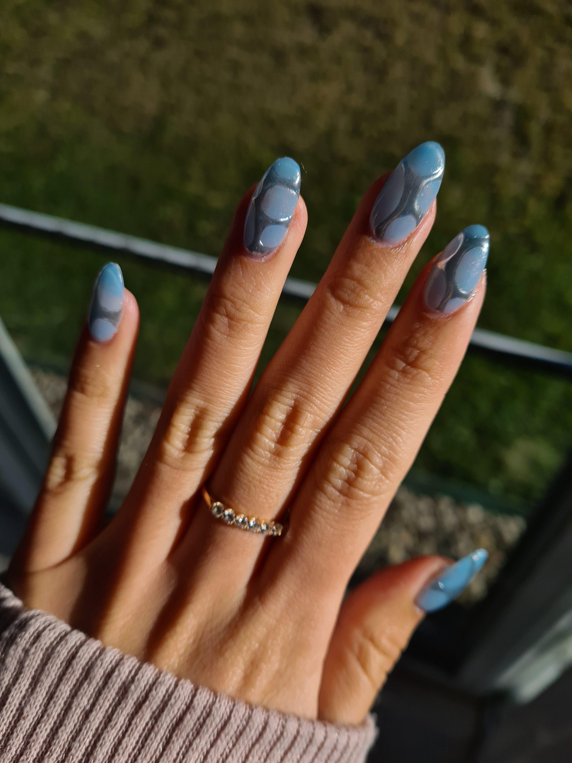 Light Blue Grey Abstract Stiletto Light Blue Grey Abstract Stiletto โ Winter Blue Nails