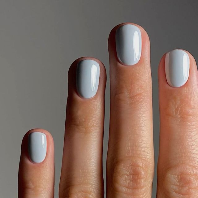 Short Oval Pale Lilac Glossy Nails Short Oval Pale Lilac Glossy Nails β Winter to Spring Transition Nails