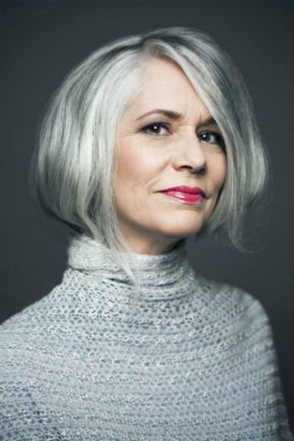 Rounded Ash Gray Bob With Side Bangs — Winter Hairstyles for Gray Hair