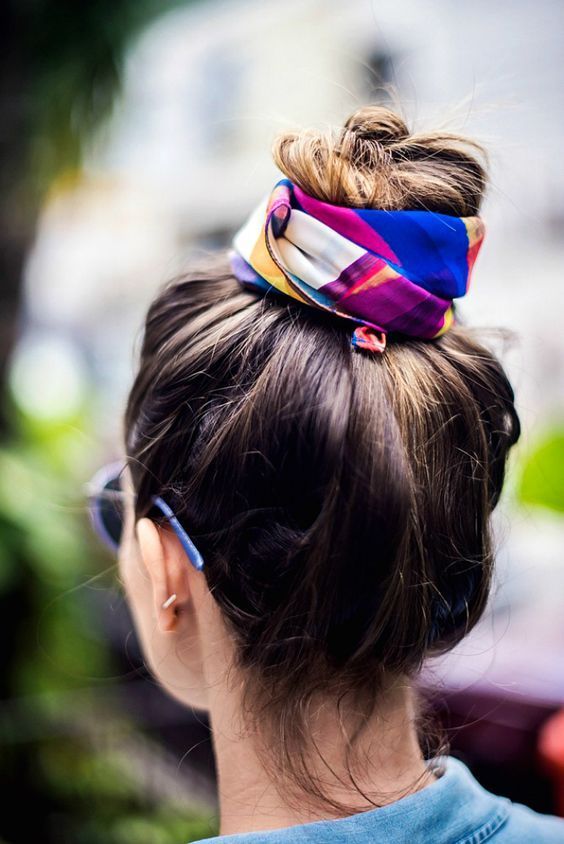 Sleek Ponytail with Scarf Tie — Winter Hairstyles with Scarf
