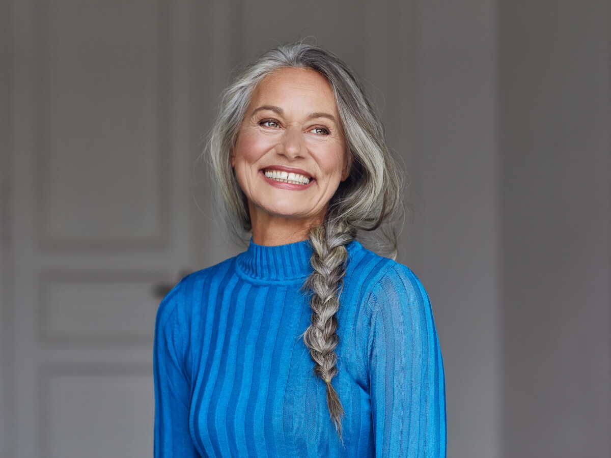 Natural Silver Grey Visual Idea — Winter Hair Colors for Gray Hair