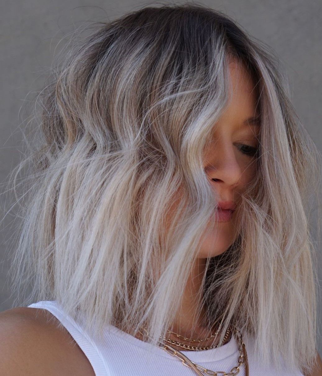 Wavy Ash Blonde Bob With Highlights Wavy Ash Blonde Bob With Highlights β Icy Blonde Hair