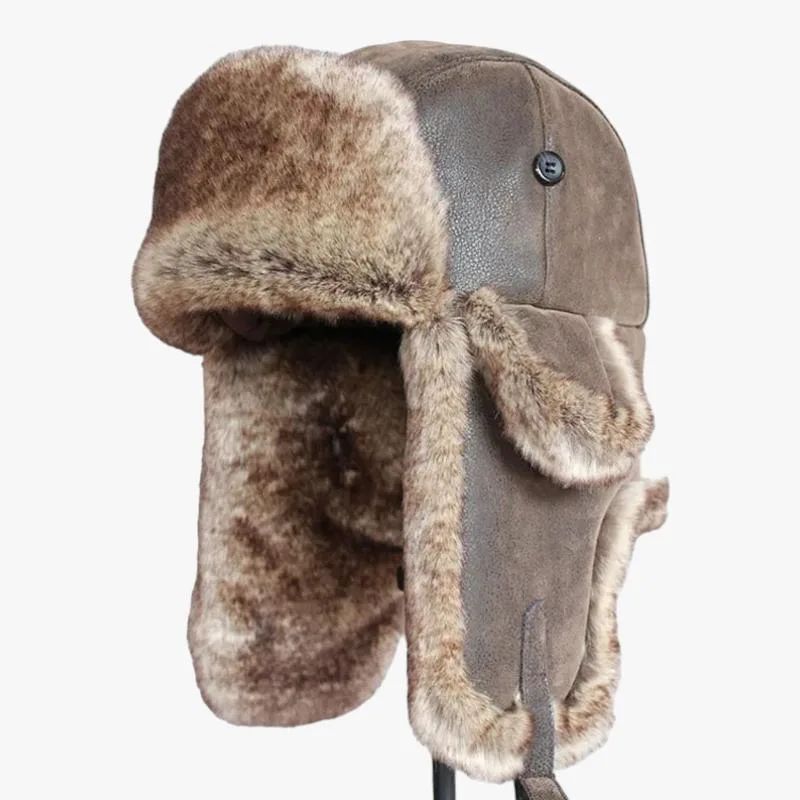 Classic Brown Ushanka Hat with Faux Fur Trim — Earmuffs Outfits