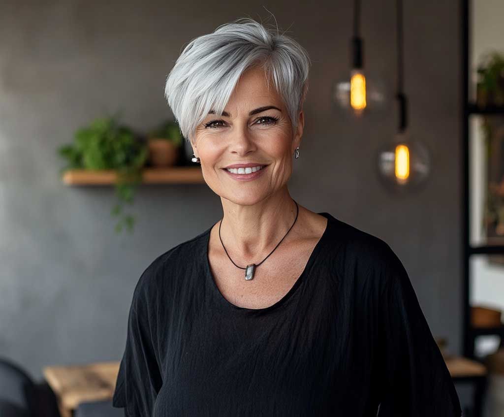Textured Pixie with Wispy Bangs — Winter Haircuts for Women Over 50