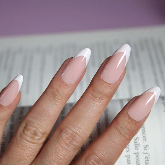 Classic Nude Almond French Classic Nude Almond French β Winter French Tip Nails