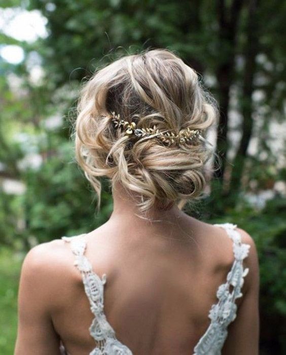 Dark Brown Low Chignon with Floral Piece — Winter Wedding Hairstyles