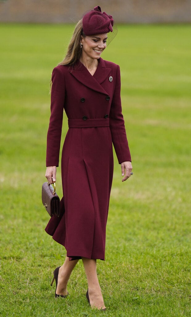 Burgundy Wool Blend Coat Dress with Matching Hat for Formal Occasions Burgundy Wool Blend Coat Dress with Matching Hat for Formal Occasions β Burgundy Outfits
