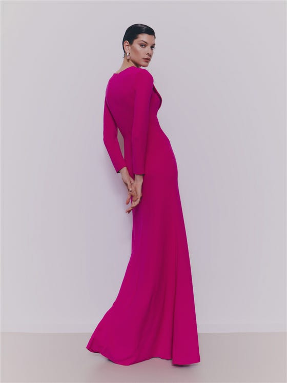 Vibrant Hot Pink Gown for a Bold Party Statement — Winter Party Outfits