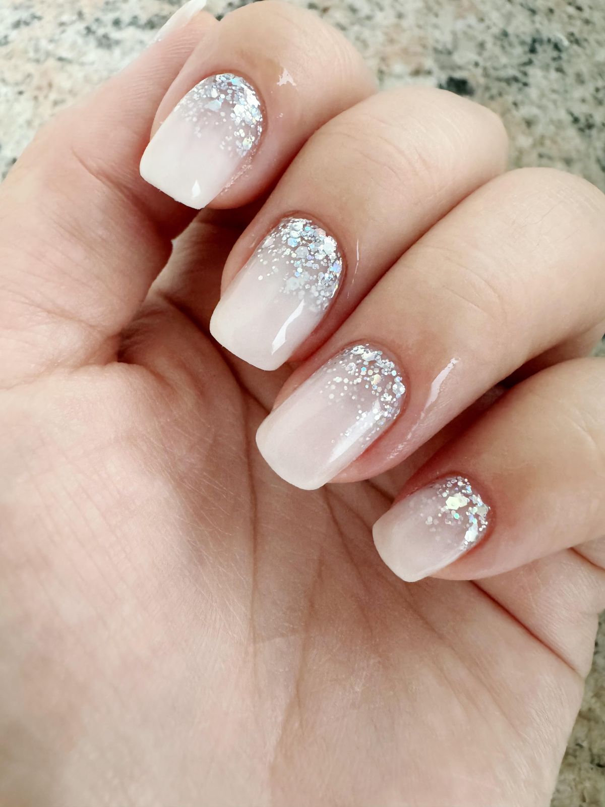 Milky White Glitter Gradient Nails Milky White Glitter Gradient Nails β Milky White Nails