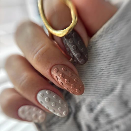 Textured Matte Embossed Dots — Cozy Winter Nails