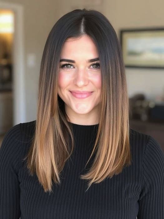 Dark Brown Base With Blonde Balayage Visual Idea Dark Brown Base With Blonde Balayage Visual Idea β Medium Length Winter Haircuts