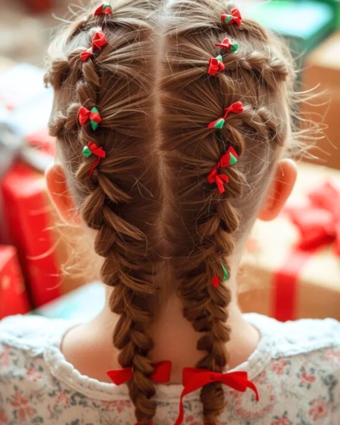 Braided Pigtails With Festive Bows Braided Pigtails With Festive Bows β Cute Winter Hairstyles