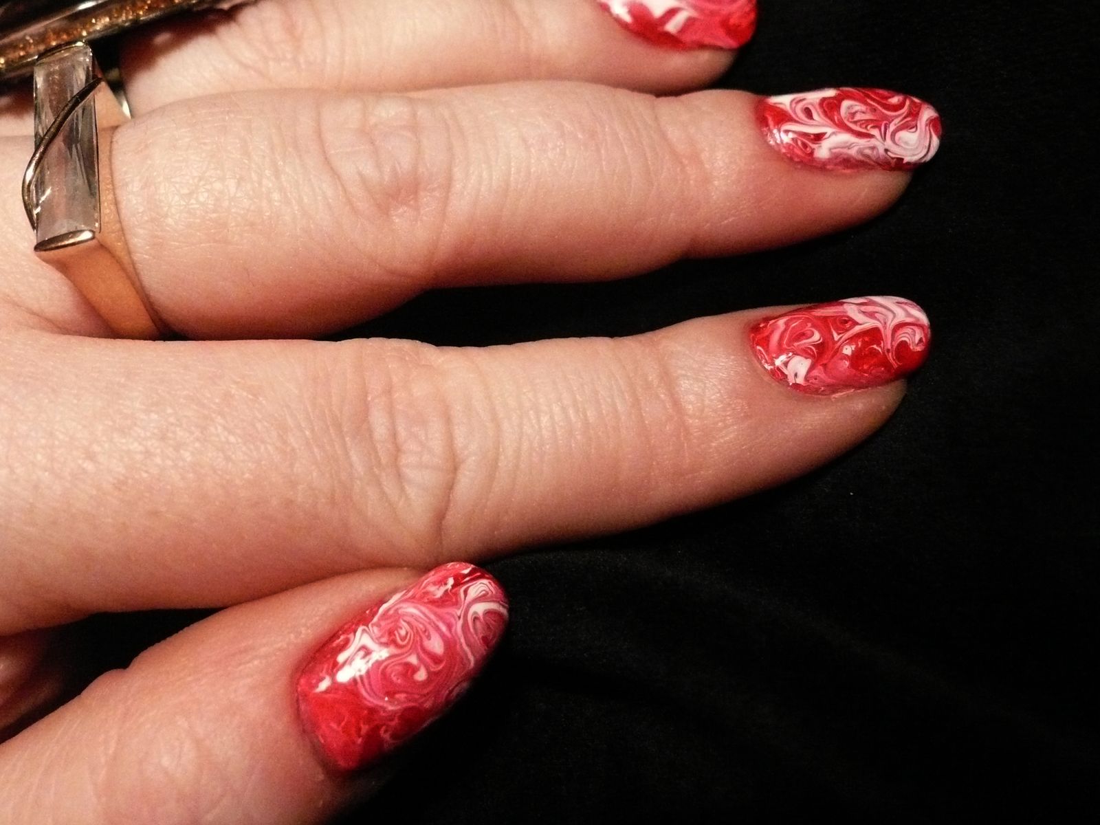 Vibrant Red Swirl Marble — Winter Marble Nails