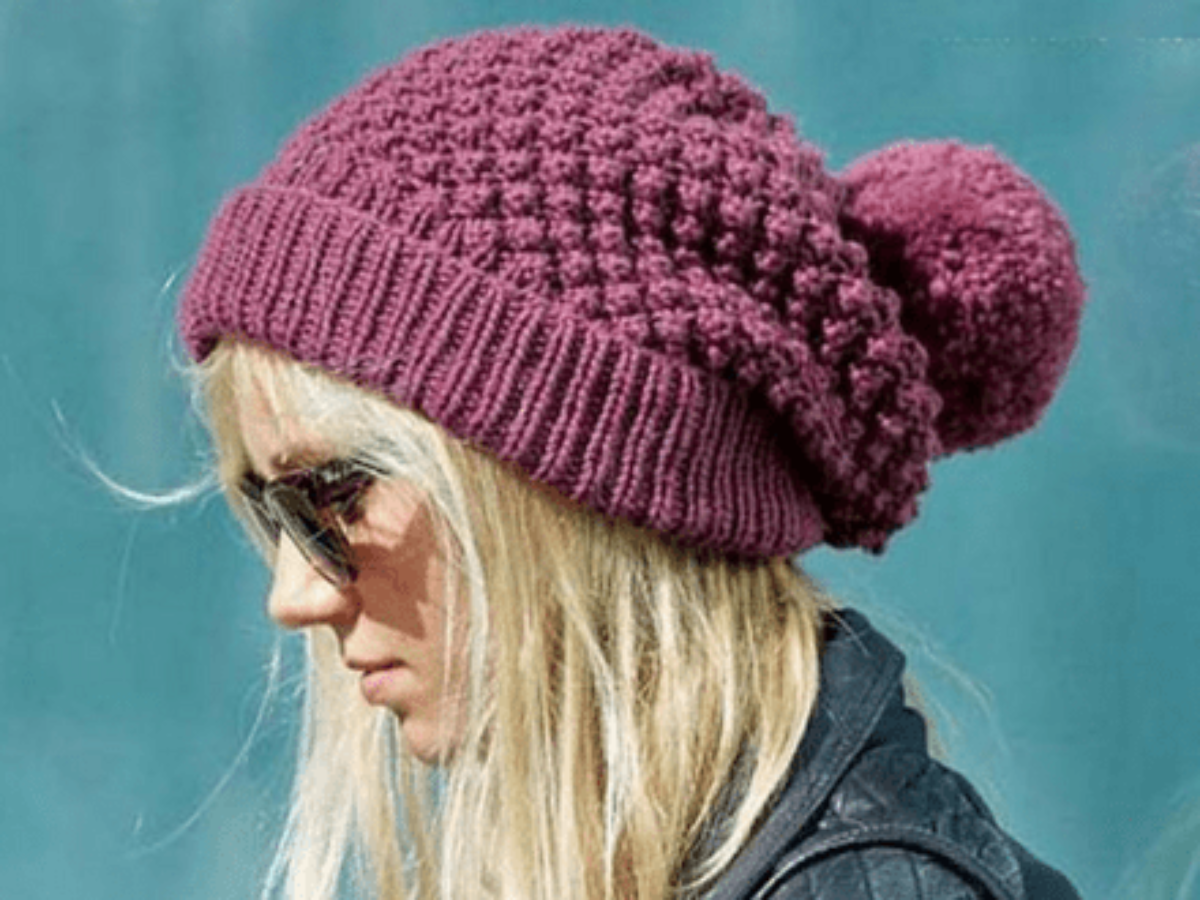 Purple Beanie with Pompom and Leather Jacket Purple Beanie with Pompom and Leather Jacket β Beanie Outfits