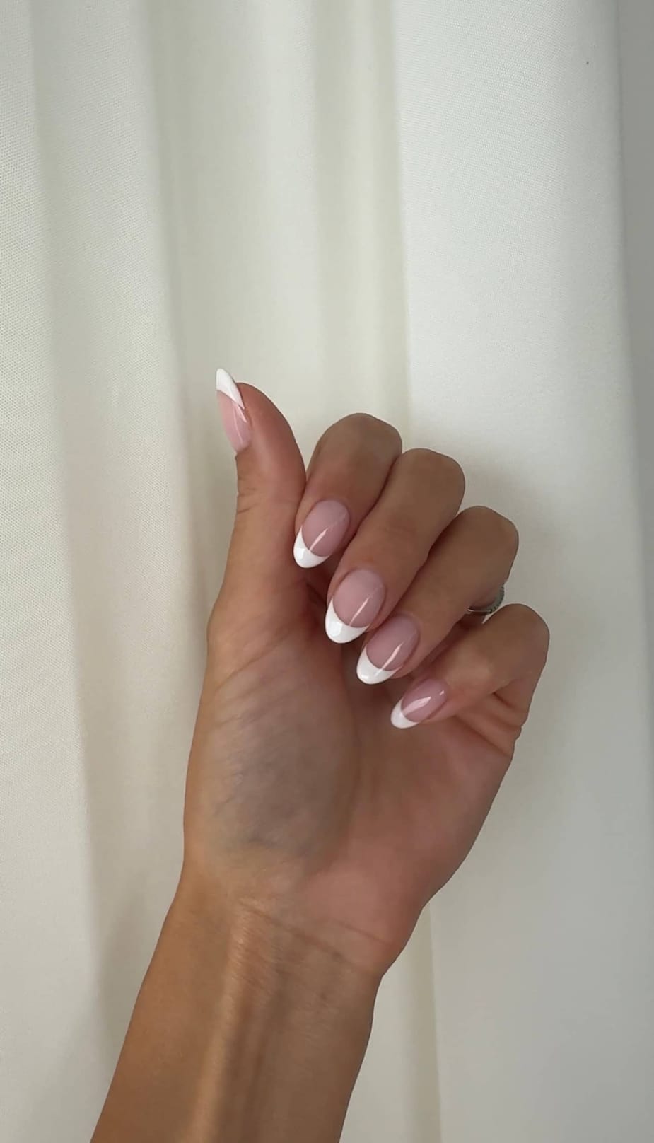 Classic French Manicure Oval Nails Classic French Manicure Oval Nails β Medium Length Winter Nails