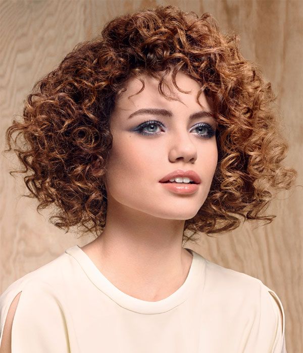 Copper Short Bob With Wispy Bangs — Winter Hairstyles for Curly Hair