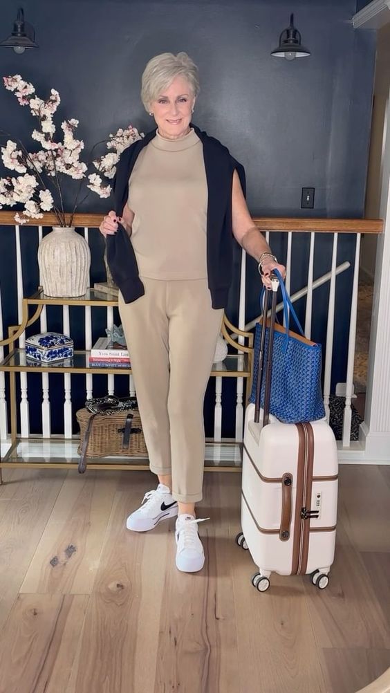 Cozy Knit with Cardigan Accent: Beige Set Cozy Knit with Cardigan Accent: Beige Set β Winter Airport Outfits
