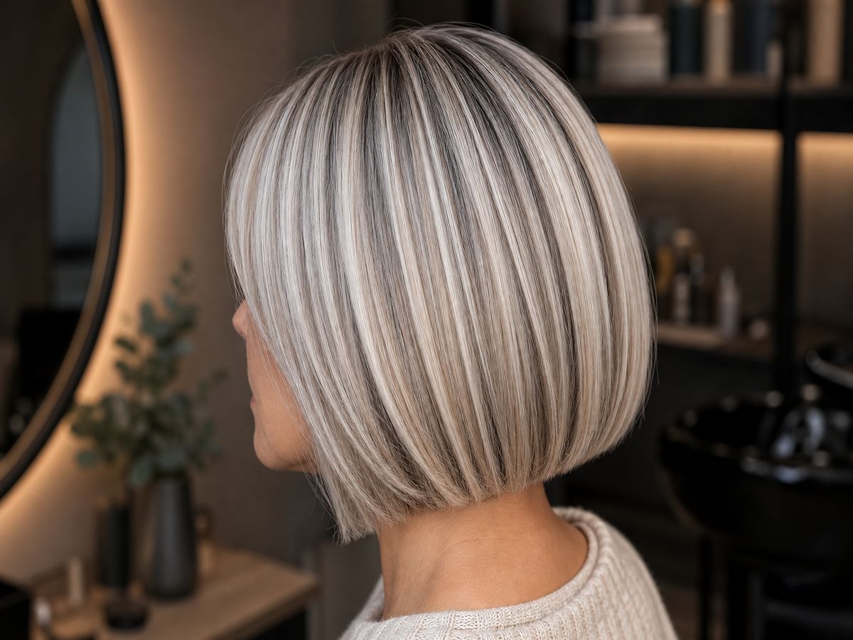 Ash Blonde Bob with Silver and White Highlights — Winter Hair Colors for Gray Hair