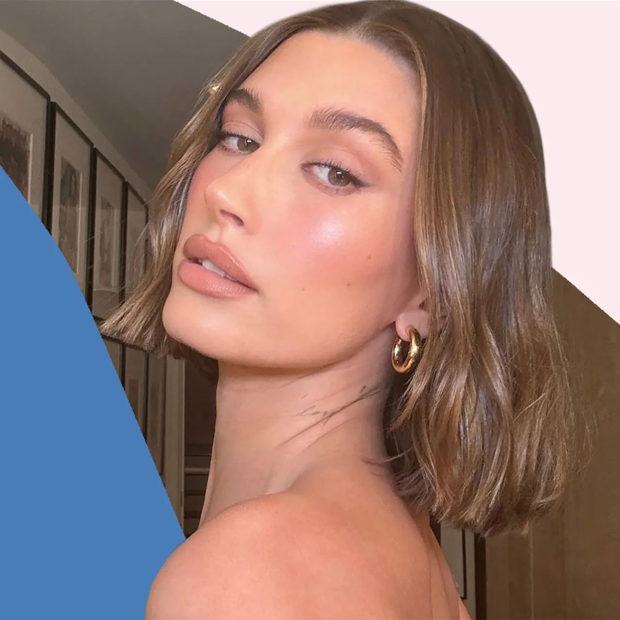 Subtle Warmth In A Wavy Chin Bob — Cinnamon Brown Hair