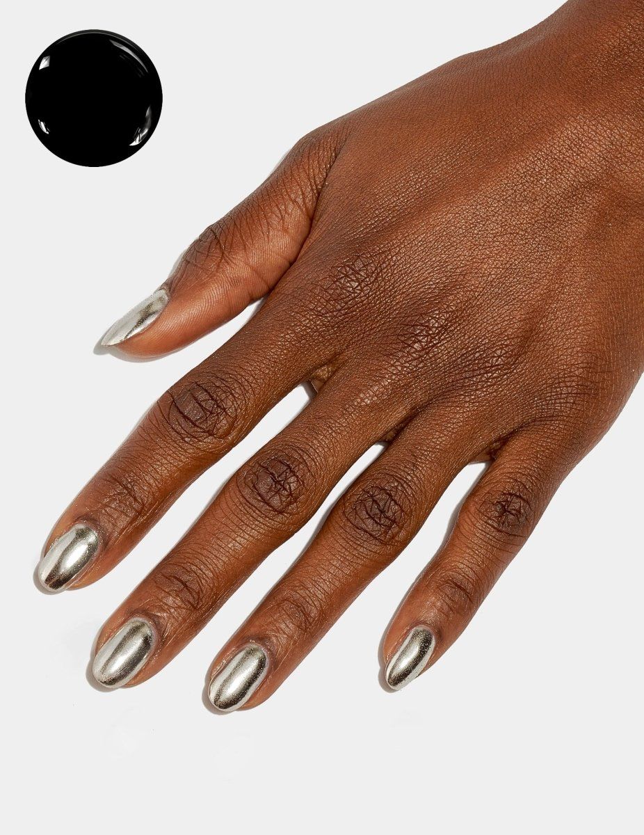 Highly Reflective Short Square Chrome — Silver Chrome Nails
