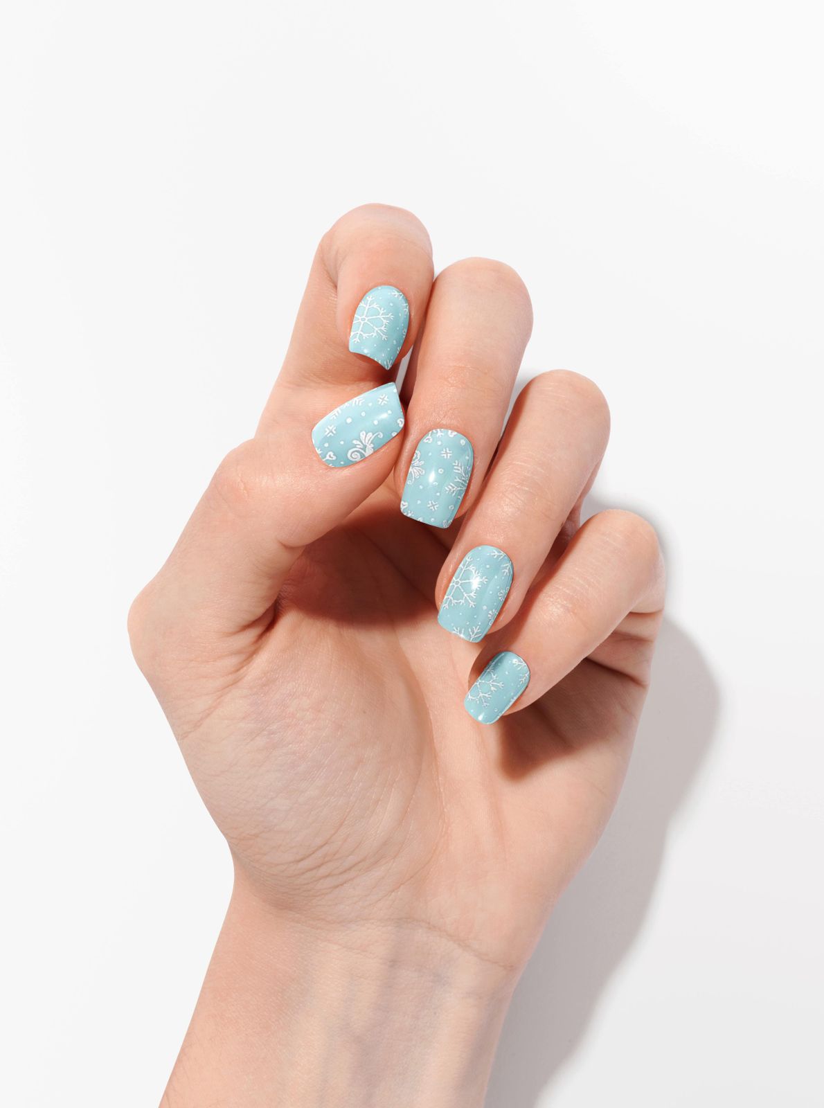 Snowflake Stickers On All Nails Visual Idea Snowflake Stickers On All Nails Visual Idea β Winter Nail Colors for Short Nails