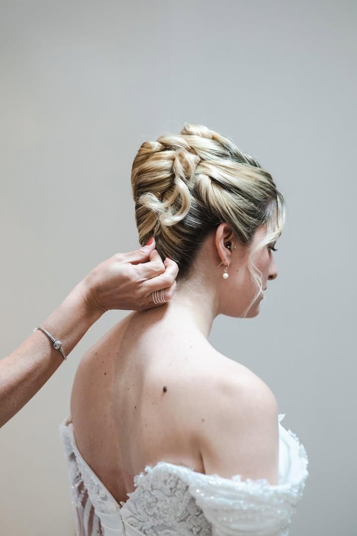 Blonde Intricate Braided Updo Blonde Intricate Braided Updo β Winter Wedding Guest Hairstyles