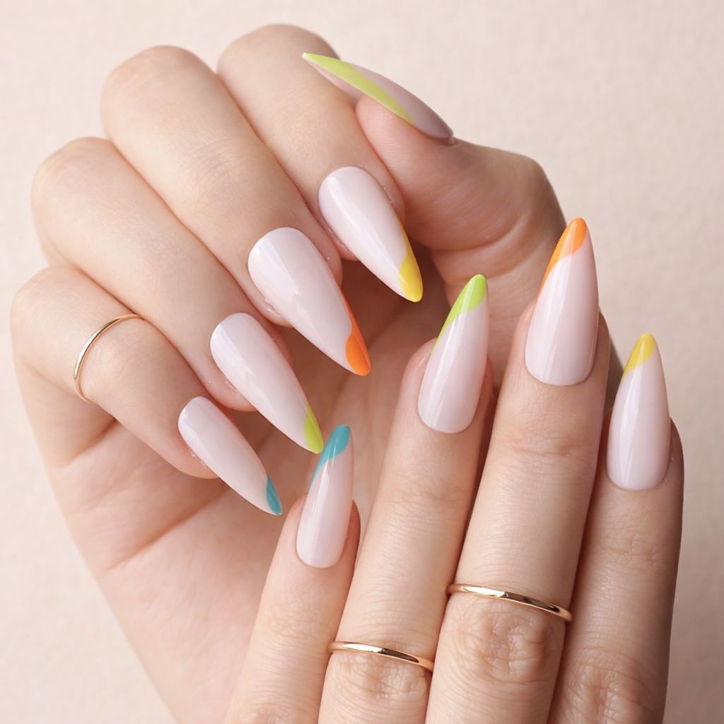 Visual Idea β Green New Years Stiletto Nails 2027