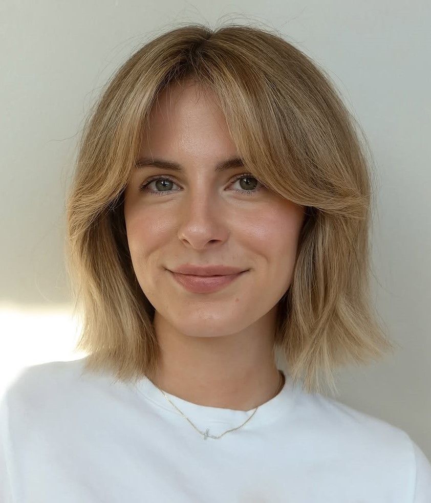 Collarbone Bob With Curtain Bangs Collarbone Bob With Curtain Bangs β Winter Lob Haircuts