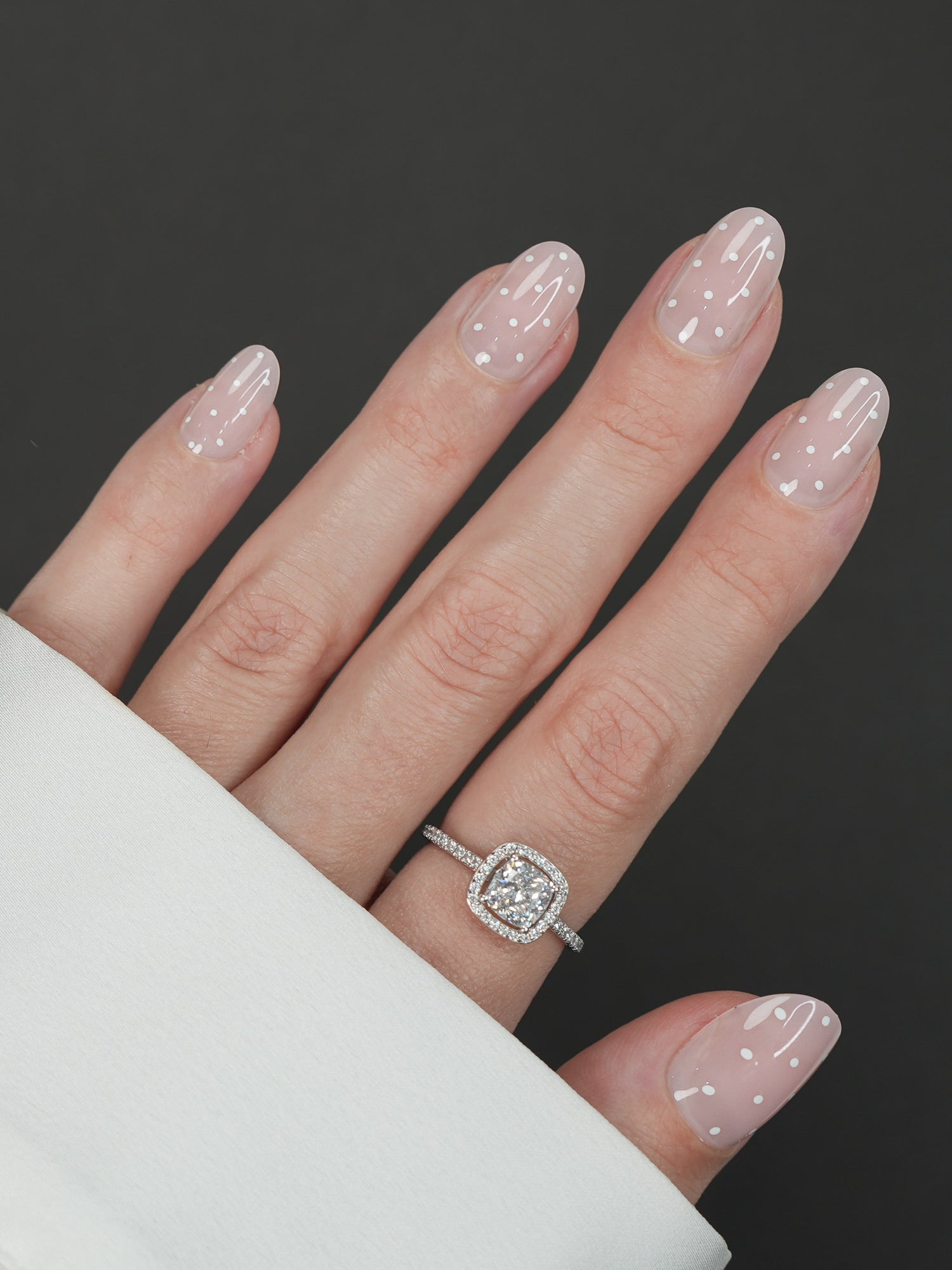 Sheer Pink Polka Dot Heart Nails Sheer Pink Polka Dot Heart Nails β Short Winter Gel Nails