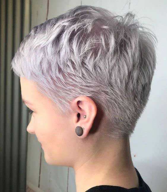 Tousled Silver Grey Pixie Cut — Winter Hairstyles for Gray Hair