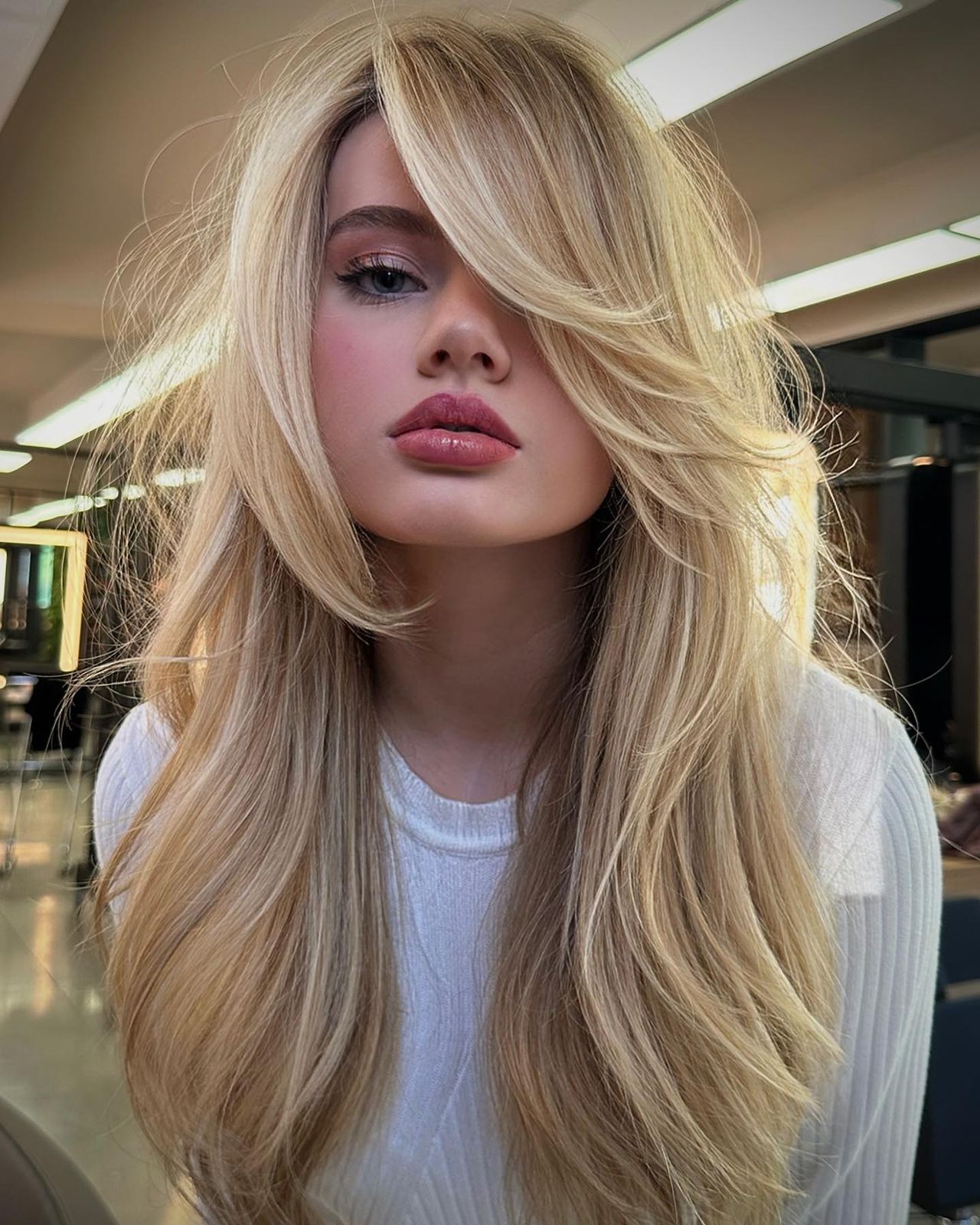 Face-Framing Layers Visual Idea — Winter Hair Colors for Blondes