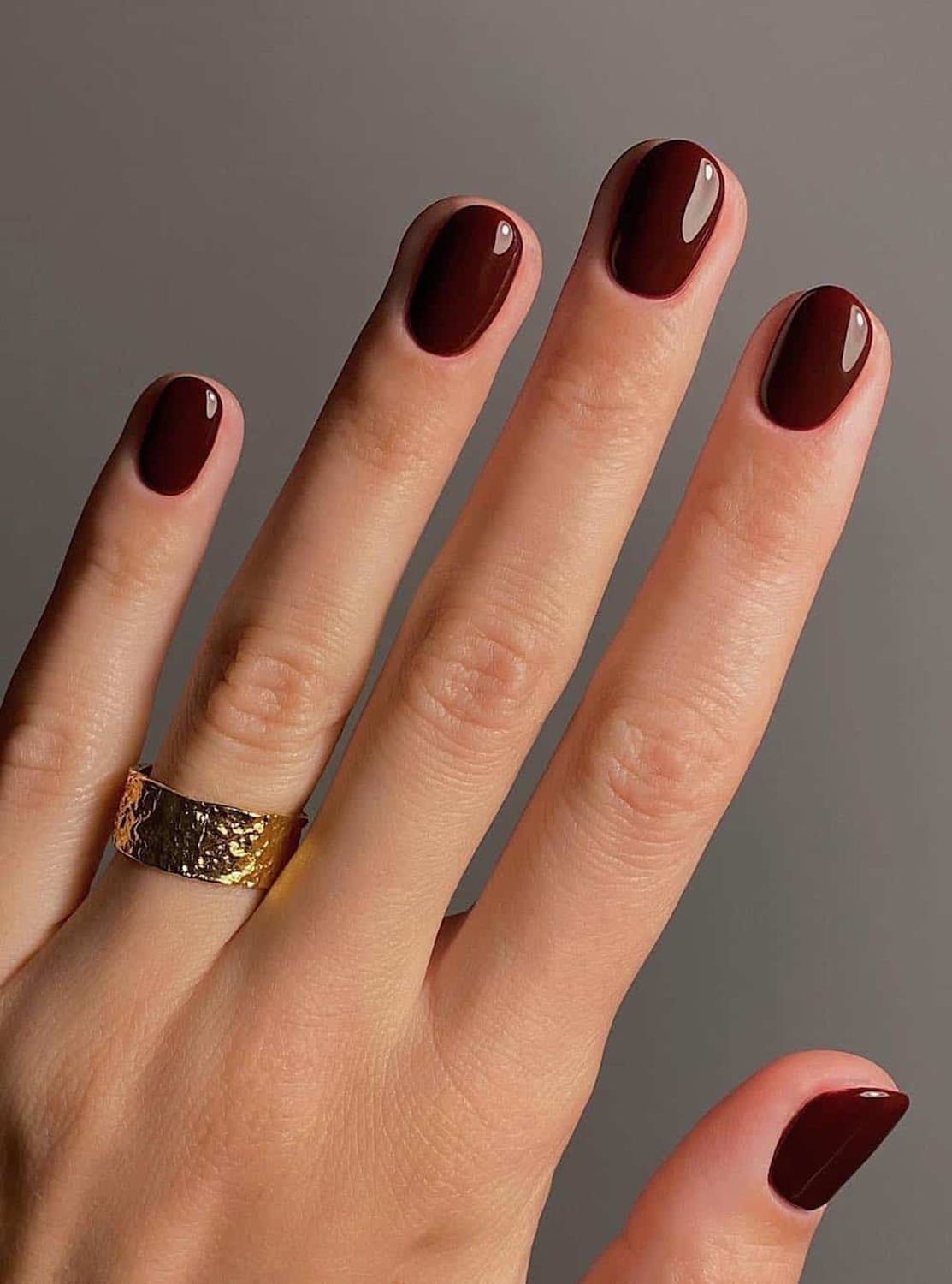 Dark Brown with Red Undertones — Winter Nail Colors