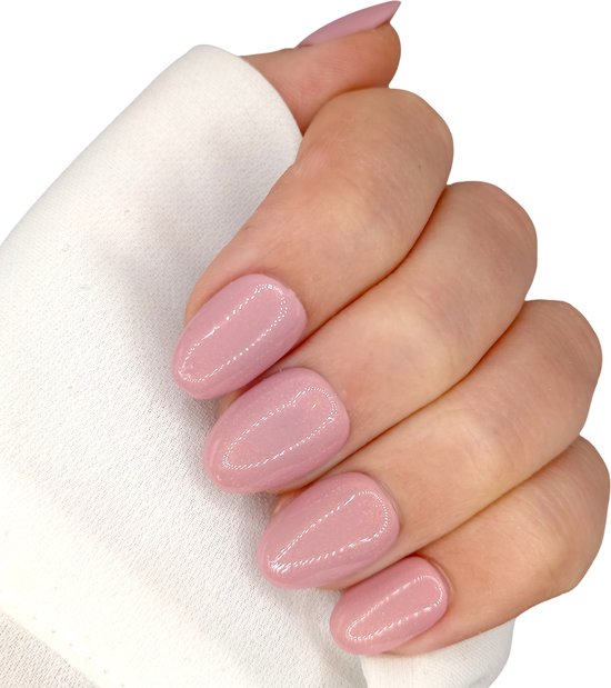 Light Pink with Subtle Shimmer Light Pink with Subtle Shimmer โ Short Winter Almond Nails