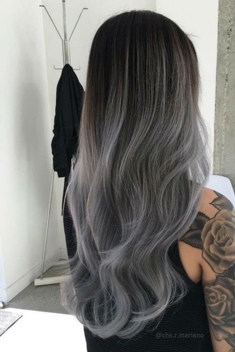 Striking Dark to Grey Ombre — Winter Ombre Hair