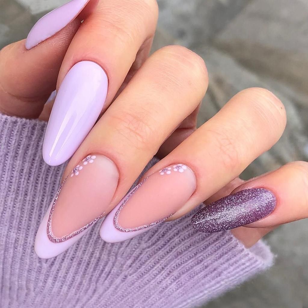 Glossy With Glitter Visual Idea Glossy With Glitter Visual Idea β Winter Lavender Nails