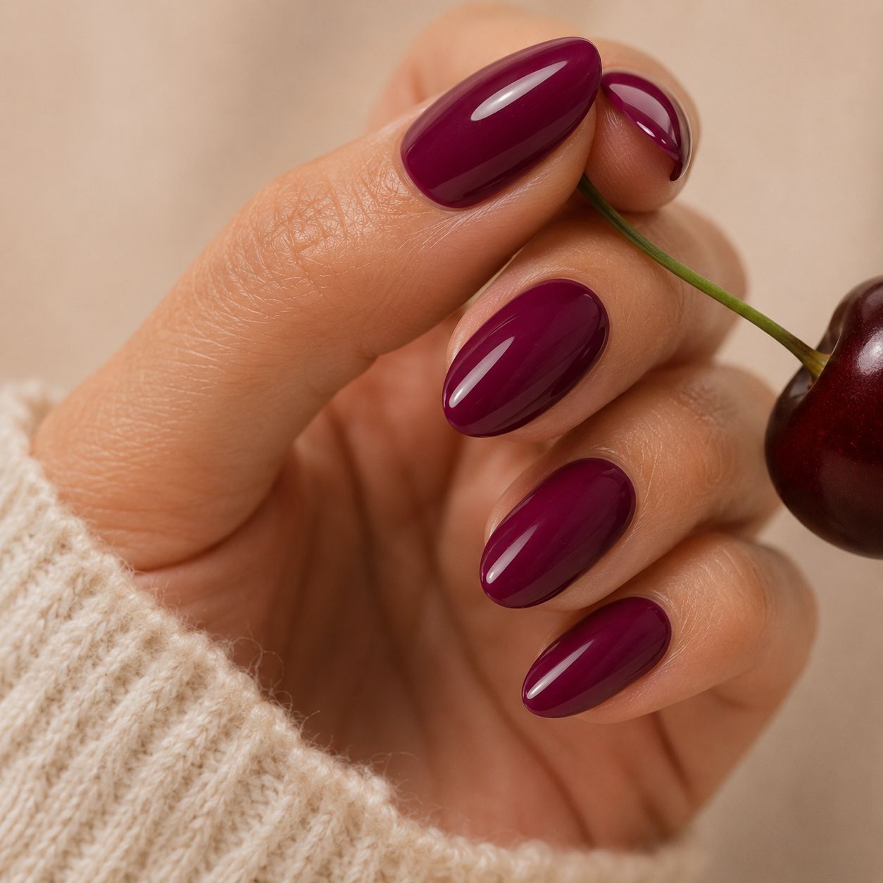 Deep Plum Cool Undertones High Gloss Deep Plum Cool Undertones High Gloss β Short Winter Oval Nails