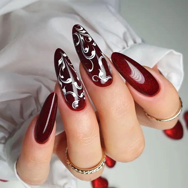 Glossy With Glitter Visual Idea Glossy With Glitter Visual Idea β Cherry Red Nails